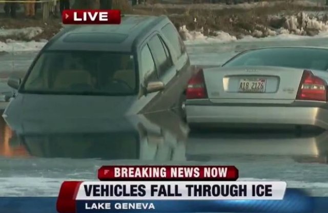 Videó: nem adta ki a téli ingyen parkoló, a tó jege