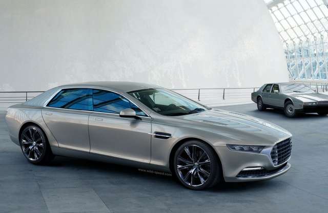 Digitális grafikán az Aston Martin fejlesztés alatt álló luxuslimuzinja