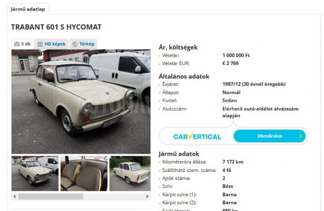 Egymillió forintért szinte gyanúsan olcsó ez a Trabant