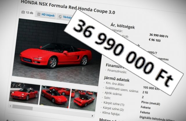 A Használtautó.hu oldalon hirdetett legdrágább Honda ára még véletlenül sem elírás