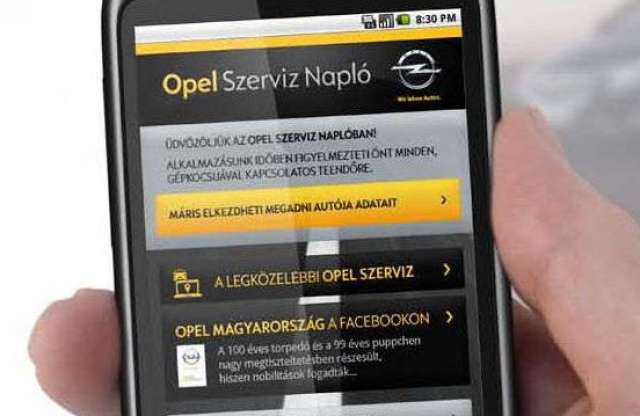 Mobiltelefonos szerviznapló az Opeltől